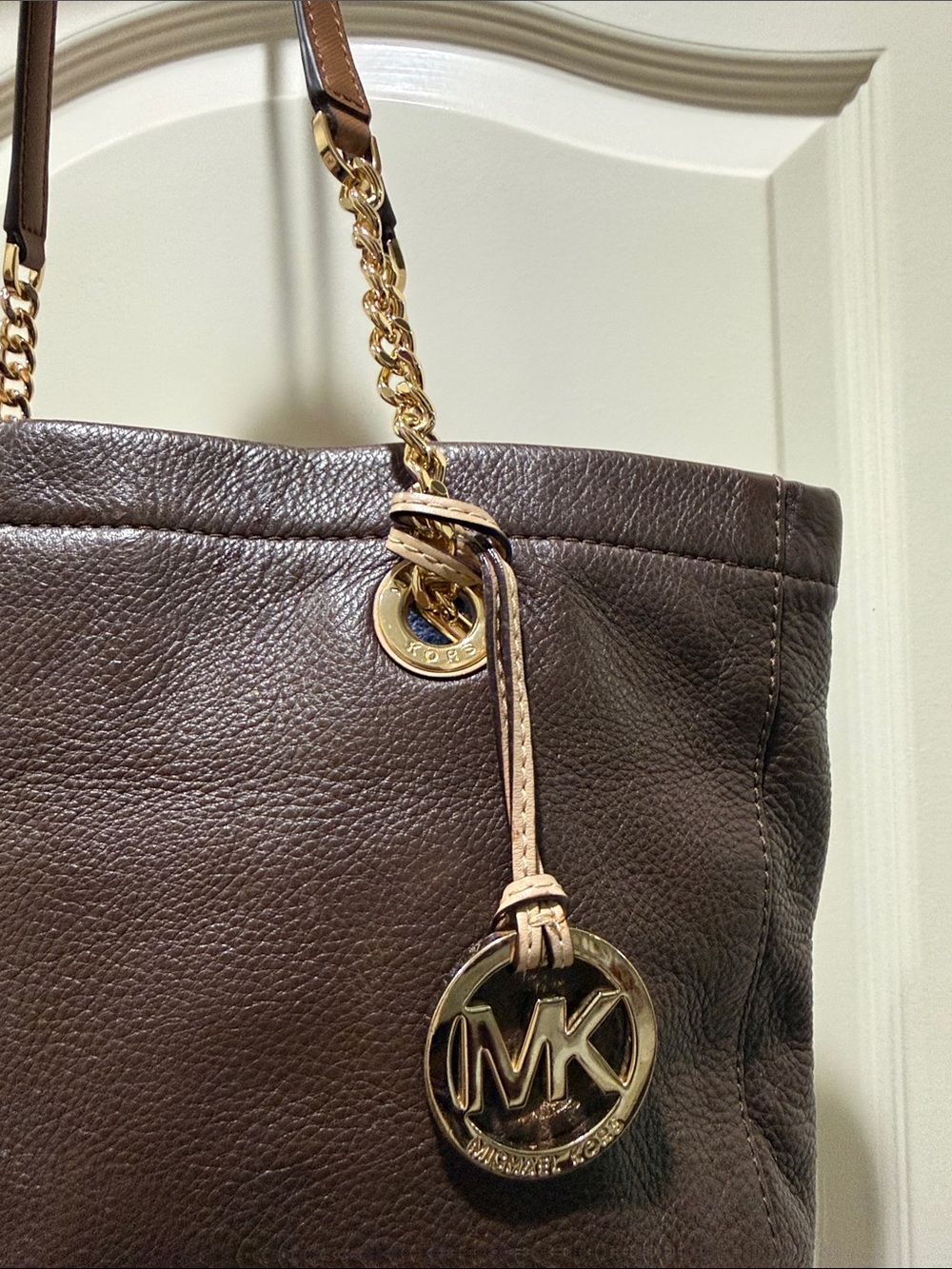 Michael Kors Dark Brown Leather Tote with Gold Hardware - Picture 2 of 13